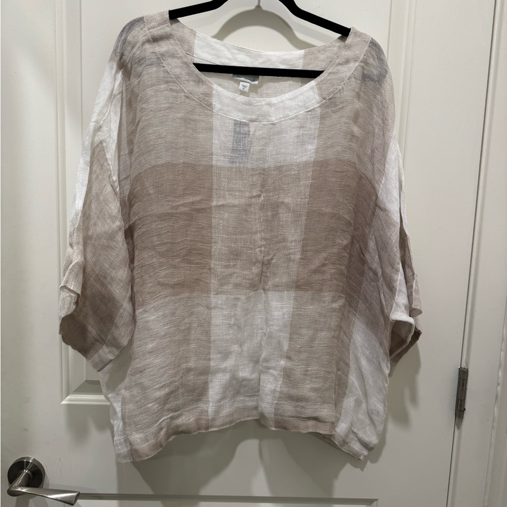 J. Jill Beige and White Blouse